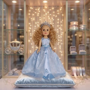Poupée fille premium de 18 pouces, entièrement en vinyle, peau blanche, cheveux blonds bouclés, <span class=keywords><strong>princesse</strong></span> en robe bleue <span class=keywords><strong>Cendrillon</strong></span>, cadeau pour enfants - Product Image 3