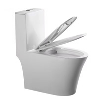 WC en céramique de luxe intelligent à double chasse automatique, à siphon en S, avec abattant à fermeture douce à dégagement rapide, cuvette allongée, à poser au sol