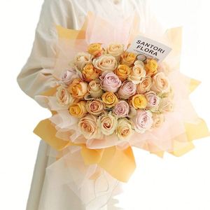 Papier d'emballage floral en tulle PE à effet flou, tons pastel personnalisés, vente en gros pour fleuristes, emballage cadeau pour anniversaire, mariage, fête des mères - Product Image 4