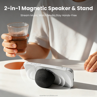 Haut-parleur magnétique TWS avec support de téléphone intégré, personnalisable avec logo OEM, design portable avec cordon, cadeau économique pour l'extérieur