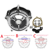 Filtro de Aire Transparente para Motocicleta, Filtro de Admisión de Aire Cromado para Harley Sportster XL883 Touring FLHX FLHR Dyna FXDB Softail FLSTF