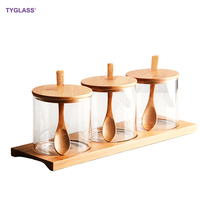 Offre Spéciale : Ensemble de Bocaux de Rangement en Verre Borosilicate Hermétiques, Capacité 300 ml, Empilables, Outils de Cuisine, Contenants à Épices, Plateau et Cuillère