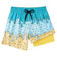 Celana Pendek Pantai Cepat Kering dengan Logo Custom, Tali Serut, 90% Polyester 10% Spandex, Celana Renang Anak Laki-laki, Celana Pendek Tenun Lapis Ganda