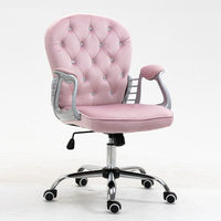 Chaise d'ordinateur pivotante confortable 360 chaise de bureau exécutive réglable velours rose pour la maison