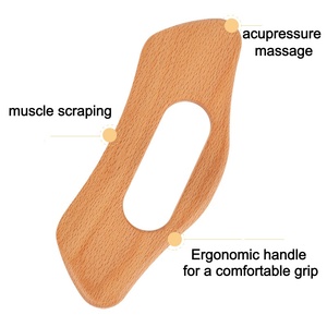 Tabla de Gua Sha de madera de haya con forma simétrica de lingote para drenaje linfático, con orificio ergonómico para el agarre, herramienta de <span class=keywords><strong>masaje</strong></span> para drenaje linfático - Product Image 2