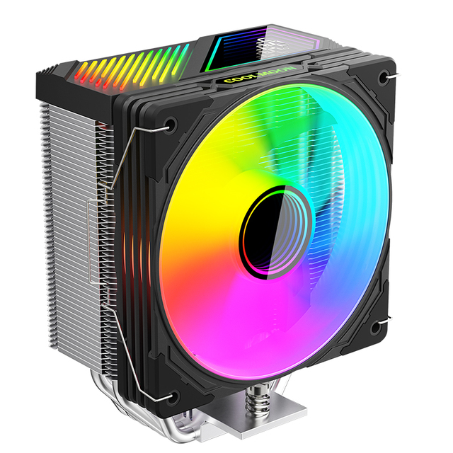 For GT600 Temp Display Gaming CPU Cooler 165W TDP 23dBA PWM ARGB Radiator 6 Copper Heatpipes