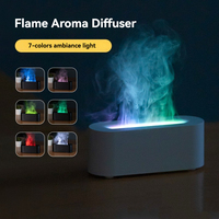 Humidificateur d'air à effet flamme ultrasonique, diffuseur d'huiles essentielles, veilleuse sans fil, lampe d'aromathérapie, design moderne pour chambre à coucher