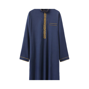 ثوب رجالي مغربي خفيف الوزن جبة مطرزة بياقة قائمة ملابس عربية إسلامية متواضعة - Product Image 1