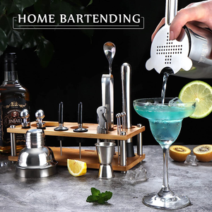Kit d'outils de barman OUYADA, fabrication directe, ensemble de barware, <span class=keywords><strong>shakers</strong></span> Boston en acier inoxydable de 700 ml, <span class=keywords><strong>bar</strong></span> à cocktails avec support en bois de bambou - Product Image 3