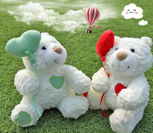 San valentino orsacchiotto peluche peluche Patchwork carino con palloncino morbido PP che riempie il tema del cuore d'amore nuova Idea regalo - Product Image 3