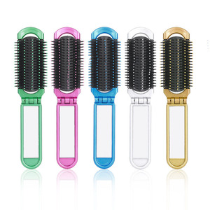 Biểu Tượng Tùy Chỉnh Gấp Gương Với Tóc Lược Du Lịch Túi Mini Có Thể Gập Lại Bàn Chải Tóc Với Trang Điểm Gương Lược - Product Image 2