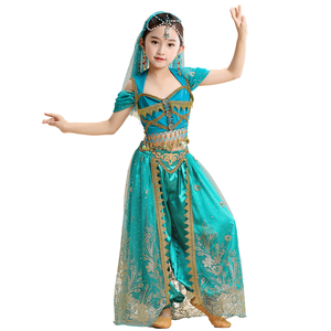 Costume de danse du ventre à paillettes Costume de danse indienne Halloween Wear Carnaval Sets Princess <span class=keywords><strong>Jasmine</strong></span> Performance Outfits - Product Image 1
