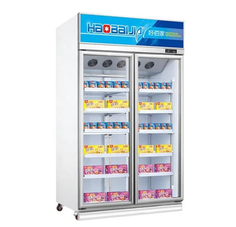 冷凍食品用商業スーパーマーケット2ガラスドア直立垂直冷凍庫