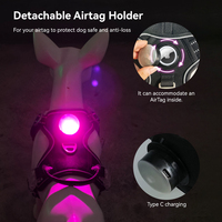 Harnais pour chien anti-traction, vente en gros d'usine, avec lumière LED, étanche, rechargeable par USB, gilet pour animaux de compagnie avec support AirTag, harnais de sécurité nocturne