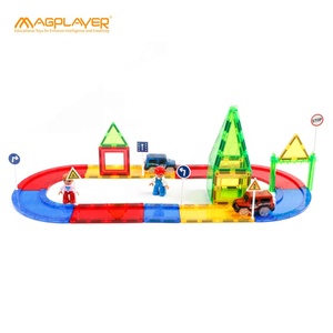 Magplayer Design 45PCs Car Racing Tracks Azulejos de construcción magnéticos Bloques de pista magnética para niños - Product Image 3