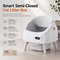 Litière pour chat semi-fermée intelligente avec contrôle WiFi, robot, 65L, grand espace, isolation des odeurs, capteur de sécurité, matériau PP
