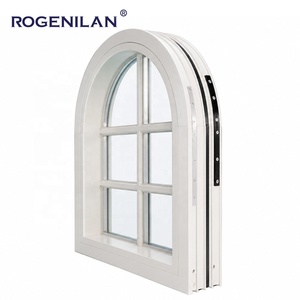 Fenêtres fixes arquées résistantes aux ouragans sur mesure de l'usine Rogenilan, fenêtres en aluminium à double vitrage Low-E avec grilles - Product Image 1
