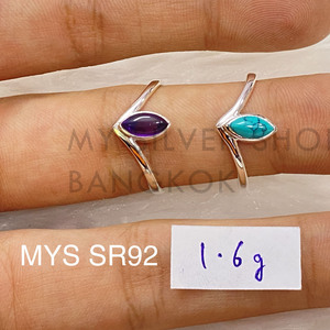 Bague Boho Chevron en argent sterling 925 avec bagues en gros de pierres précieuses - Product Image 1