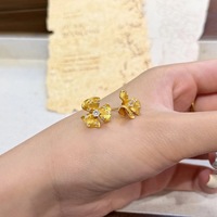 Boucles d'oreilles clous vintage en argent 925 plaqué rhodium, motif papillon 3D minimaliste avec zircon cubique