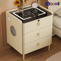 Table de chevet intelligente multifonctionnelle Goomi Home avec lampe tactile 3 couleurs, charge sans fil, haut-parleur Bluetooth et verrouillage par empreinte digitale