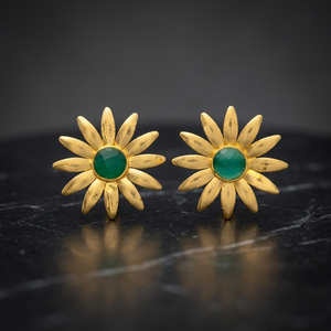 Pendientes de Acero Inoxidable Hechos a Mano con Piedras Preciosas de Ónix Verde, Chapados en Rodio, Estilo Bohemio Étnico, Pendientes de Botón para Niños - Product Image 3