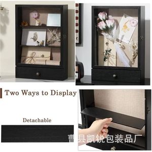 Estante de madera para exhibir joyas, montado en la pared, con cajón, para decoración del hogar, organizador de almacenamiento. - Product Image 3