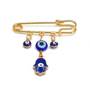 Broche de Cristal com Design de Olho Grego em Ouro, Joias Infantis, Design Retro de Palma, Pins de Enfermagem Azul Turquia, Presente para Casamento - Product Image 5
