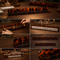 Règle de Mahjong en Acrylique pour 4 Joueurs, Style Moderne de Luxe Américain, Magnétique, Motif Vague, Transparente, Couleur Écaille de Tortue, Jeux de Tortue