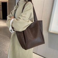 Bolso Tote de Mujer en Cuero PU con Textura Tejida, Gran Capacidad, Casual, para el Trabajo, Viajes Diarios y Compras