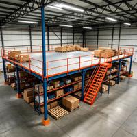 Étagère de mezzanine à 3 niveaux réglable et personnalisable HONGXIN, en acier laminé à froid, sans boulons, avec revêtement en poudre, protection contre la corrosion