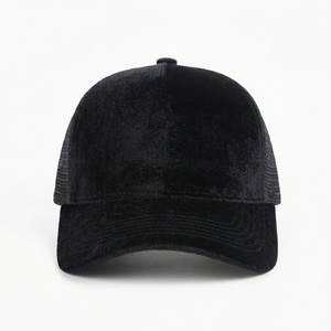 Casquettes rétro de haute qualité, ajustables, en maille, avec fermeture snapback, 5 panneaux, logo brodé 3D, casquette de camionneur en velours - Product Image 3