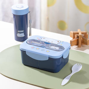 Boîte à lunch portable en plastique chauffante, étanche et préservant la fraîcheur, ensemble de bouteilles, 3 compartiments, kit de préparation des repas pour étudiants, école - Product Image 4