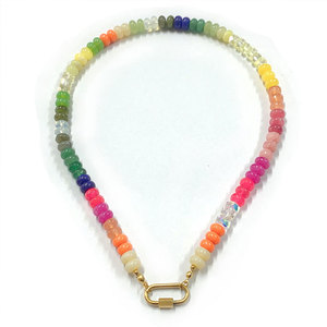 Collar Bohemio con Cuentas de Piedras Preciosas Naturales, Base de Acero Inoxidable 316L, Chapado en Oro de 14k/18k, con Cierre de Mosquetón Arcoíris, para Mujer - Product Image 5