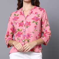 Chemisier ample brodé à imprimé floral chic et élégant pour femme, idéal pour le bureau ou les occasions décontractées, 100 % coton respirant