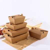 Boîte à emporter en papier Kraft brun et boîte à Lunch carrée, de ml, écologique, résistant à la graisse, jetable, avec revêtement en plastique PE