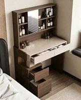 Coiffeuse minimaliste personnalisée avec rangement intégré, meuble de maquillage de luxe pour chambre à coucher, design sur pied