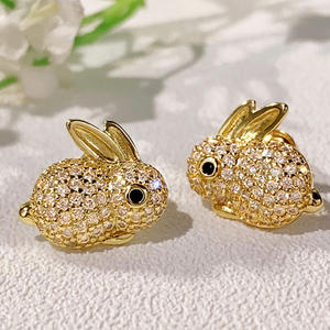 Boucles d'oreilles en or E3371 avec diamants ronds taille brillant, couleur G, naturelles, unisexes, mignonnes, pour un usage quotidien - Product Image 4