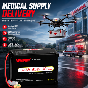 Batterie semi-solide pour drone VIWIPOW 14S 51.8V 25Ah 320Wh/kg, décharge 3C, certifiée CE pour drone de réponse aux urgences UAV - Product Image 4