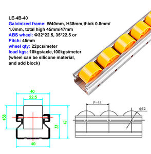 用于滑动货架系统的工厂重力流量轨道聚乙烯/ABS车轮托盘输送机工业平台滚轮轨道 - Product Image 5