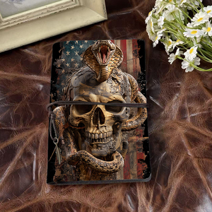 Cuaderno A6 con decoración de hojas, regalo de Cyber Monday para equipos creativos, diseñadores/<span class=keywords><strong>escritores</strong></span> con estampado de bandera americana Skull Cobra - Product Image 2
