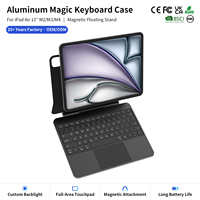 Coque de clavier en alliage d'aluminium OEM en gros pour iPad Air 13 pouces M4 M3 M2 avec support magnétique sans fil BT USB-C et pavé tactile multipoint