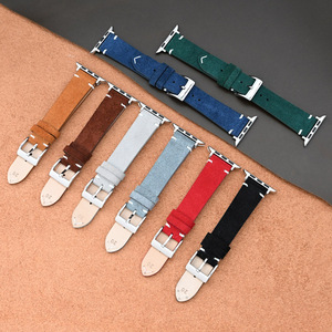 <span class=keywords><strong>Correas</strong></span> de Reloj de Gamuza Retro para <span class=keywords><strong>iWatch</strong></span> Serie <span class=keywords><strong>8</strong></span>, Correa de Repuesto de Cuero Genuino para Apple Watch Serie Completa - Product Image 2