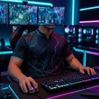 Jersey Esports Hitam Cetak Digital Lengan Pendek Kaos Olahraga untuk Acara Tim, Turnamen, dan Pertandingan
