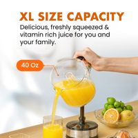 Elektrische slowjuicer, 1L capaciteit, automatische pulp-afvoer, vaatwasserbestendig, huishoudelijk gebruik, citruspers, eenvoudig gieten