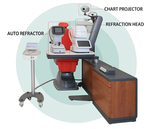 YDL-930 Augenuntersuchungs-Kombinationsgerät: Motorisierte Arbeitsstation + Höhenverstellbarer Patientenstuhl für Optometrie - Product Image 3