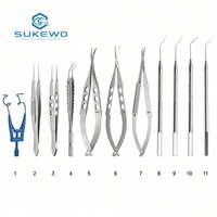 Ensemble d'instruments chirurgicaux vétérinaires 11 pièces Super-Lactate, instruments microchirurgicaux ophtalmiques, rétracteur de paupière, pinces de ligature