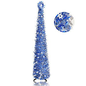 Magnifique sapin de Noël bleu avec des accents de flocons de neige et une installation simple, parfait pour les maisons et les bureaux - Product Image 2