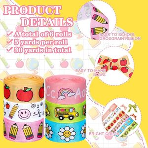 Cinta de grogrén 100% poliéster personalizada con logo, estampada a doble cara, resistente al encogimiento, con patrón de alfabeto de manzana, para la vuelta al colegio. - Product Image 3