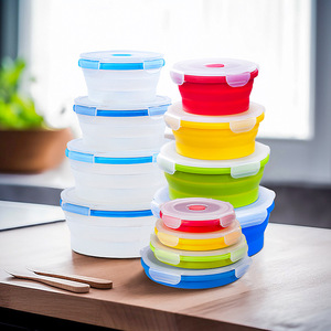 Contenitore per Pranzo in Silicone Quadrato Ermetico con Coperchio in PP, Adatto al Microonde, Ecologico, Durevole, Portatile, Capacità 1-3L, per Mantenere la Freschezza - Product Image 5