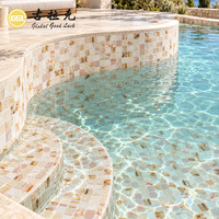 Dekorative Kristallglas-Mosaikfliesen in Beige, Rosa und Bernstein für Schwimmbad, Badezimmer, Küche, Wandverkleidung, Luxus-Design